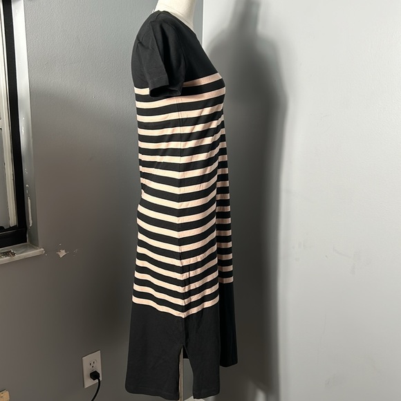 J Crew Dress Womens Black Crew Neck Short Sleeve Striped Cotton size S - Picture 7 of 10
